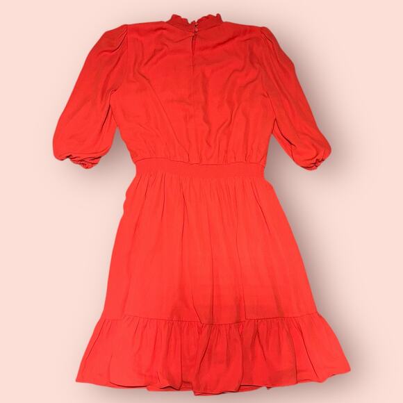 Nanette Lepore Red Knee Length Dress Womens Medium 8 Modest - Picture 3 of 5